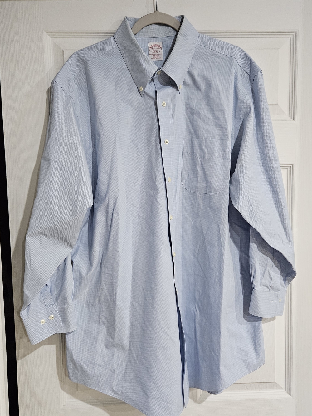 Brooks Brothers 346 Dress Shirt Men's XXL 17 1/2 - 2/3 Blue Check Non-Iron